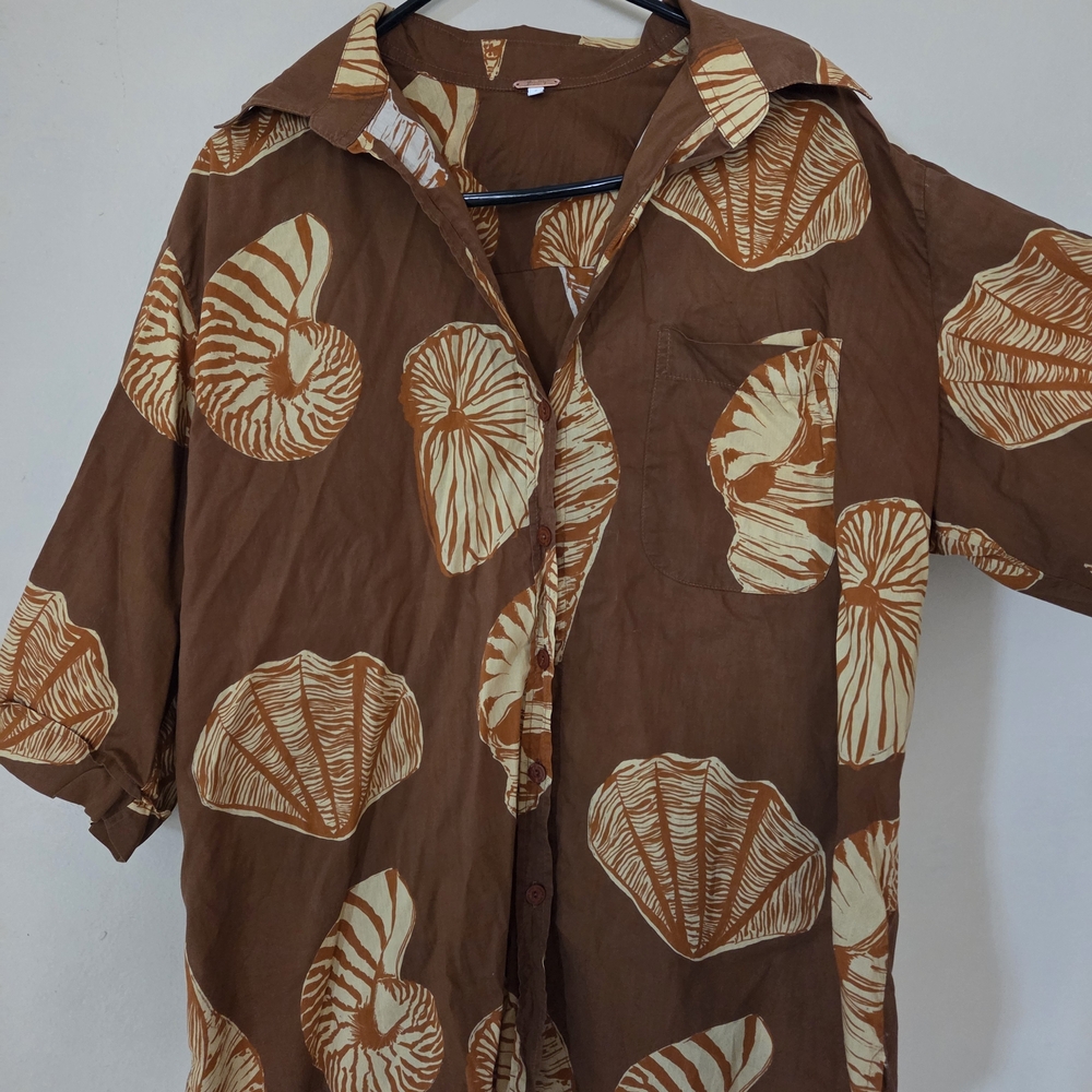 Johanna Ortiz Brown and Cream Patterned Coverup